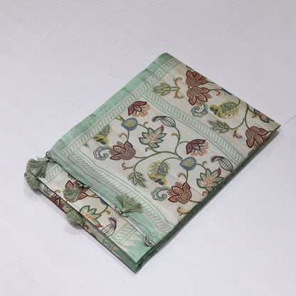Green Fancy Semi Tusser Saree - Vaishali Silks