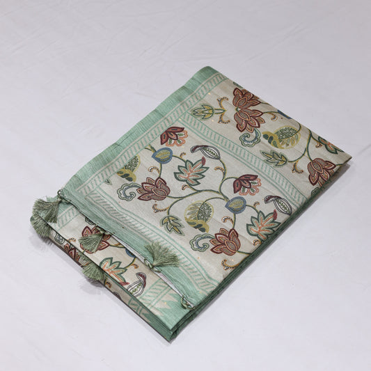 Green Fancy Semi Tusser Saree