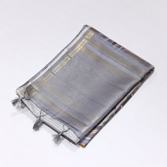 Pale Mouse Fancy Semi Tusser Saree