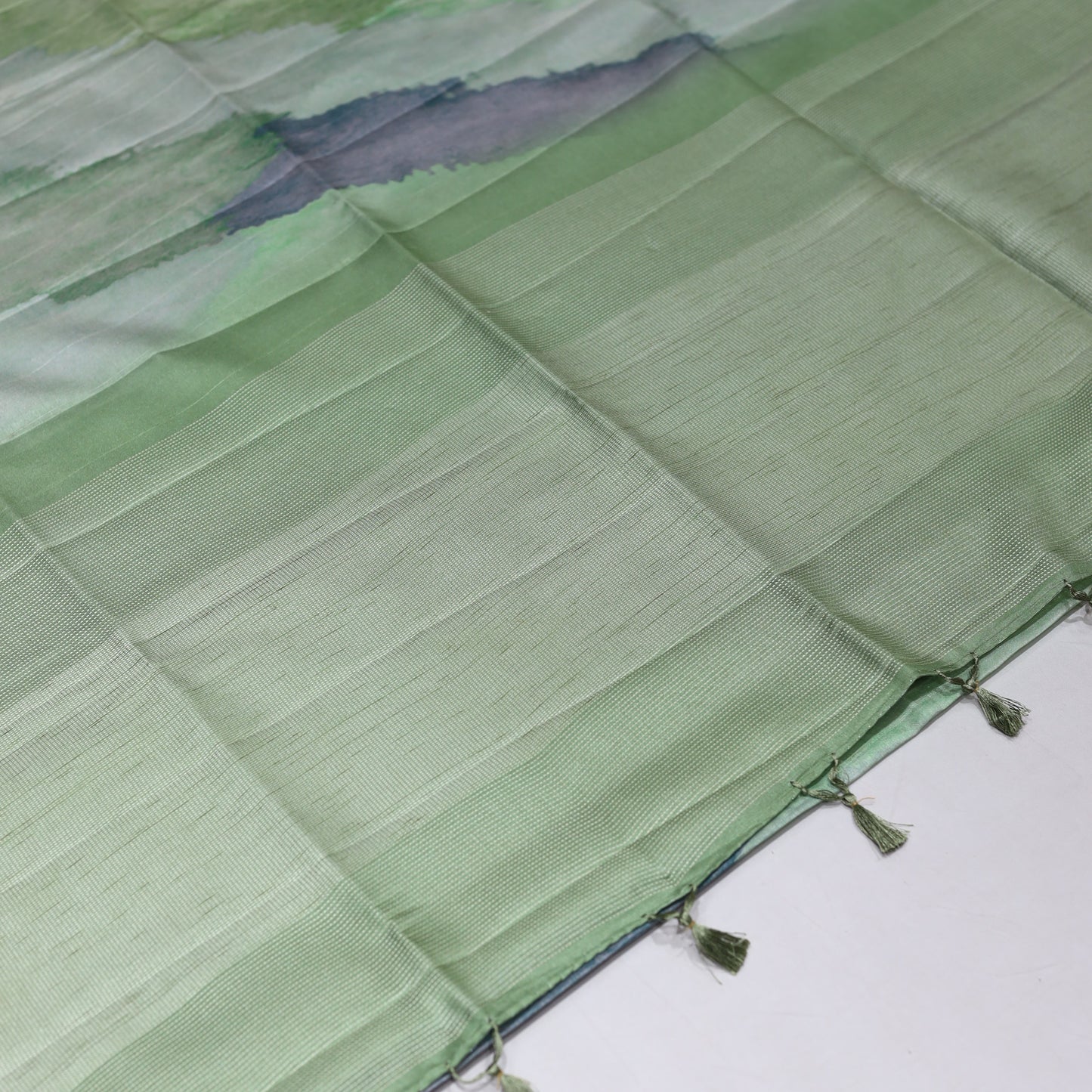 Lichen Green Fancy Semi Tusser Saree