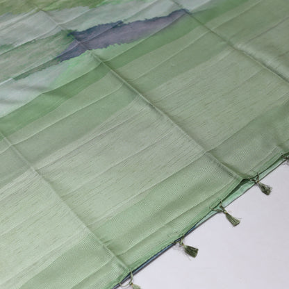 Lichen Green Fancy Semi Tusser Saree