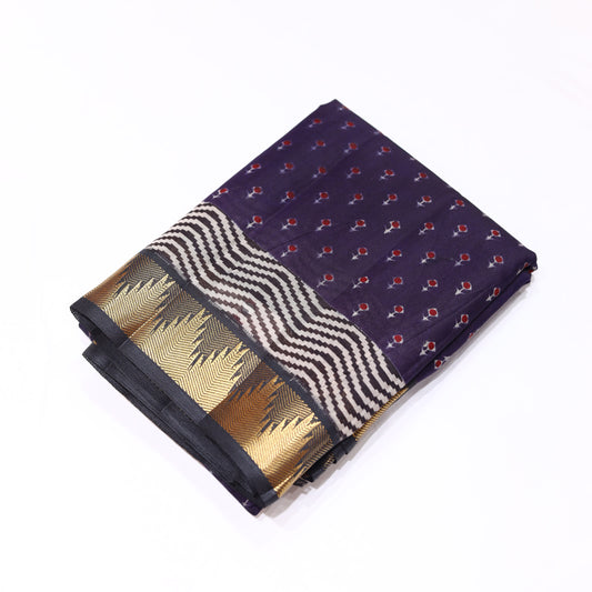 Blackcurrant Chanderi Saree