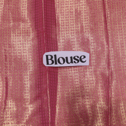 Pure Tissue Silk  Gold With Pink Colour - Vaishali Silks