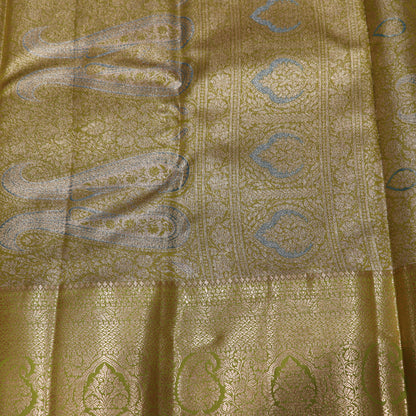 Pure Tissue Silk  Blue  With Green  Colour - Vaishali Silks