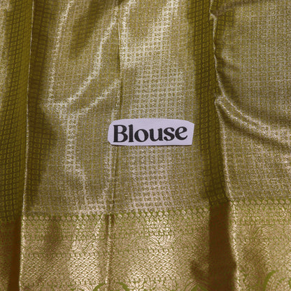 Pure Tissue Silk  Blue  With Green  Colour - Vaishali Silks