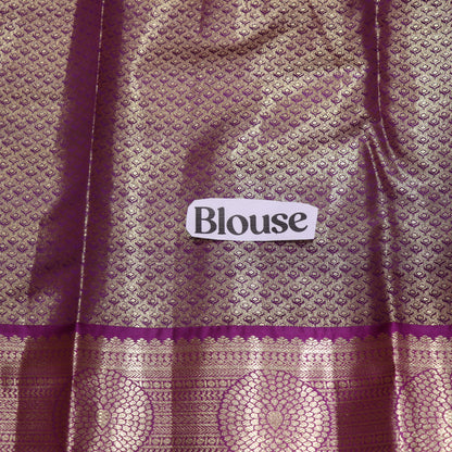 Pure Tissue Silk Mustard With Purple Colour - Vaishali Silks