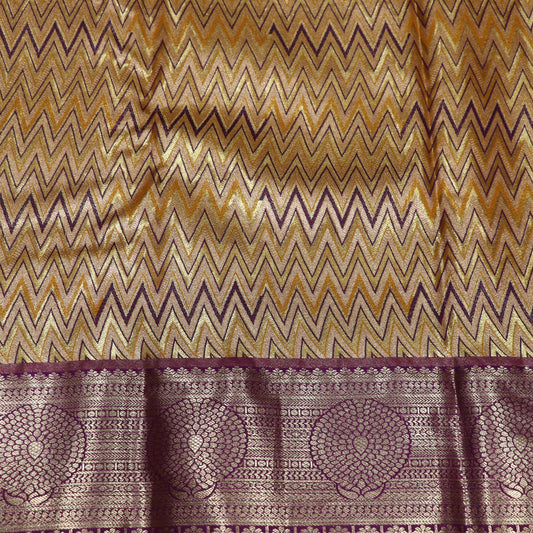 Pure Tissue Silk Mustard With Purple Colour - Vaishali Silks