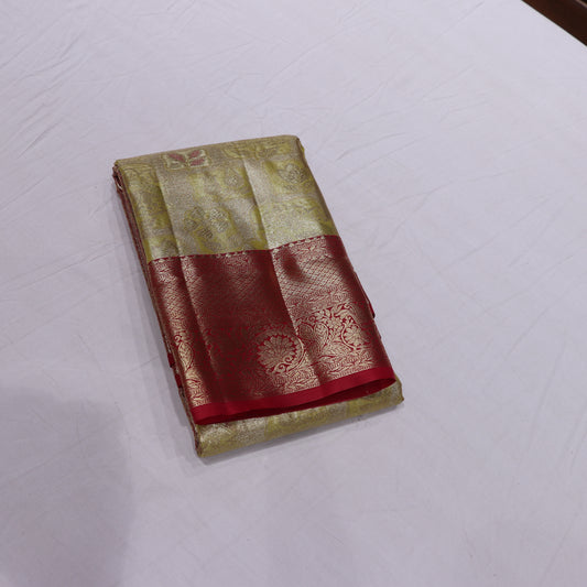 Pure Tissue Saree Light Yellow with Pink - Vaishali Silks