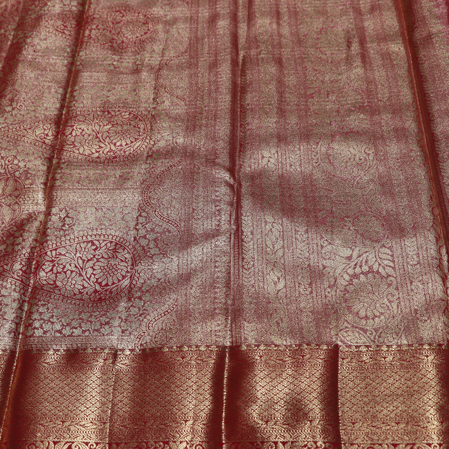 Pure Tissue Saree Light Yellow with Pink - Vaishali Silks