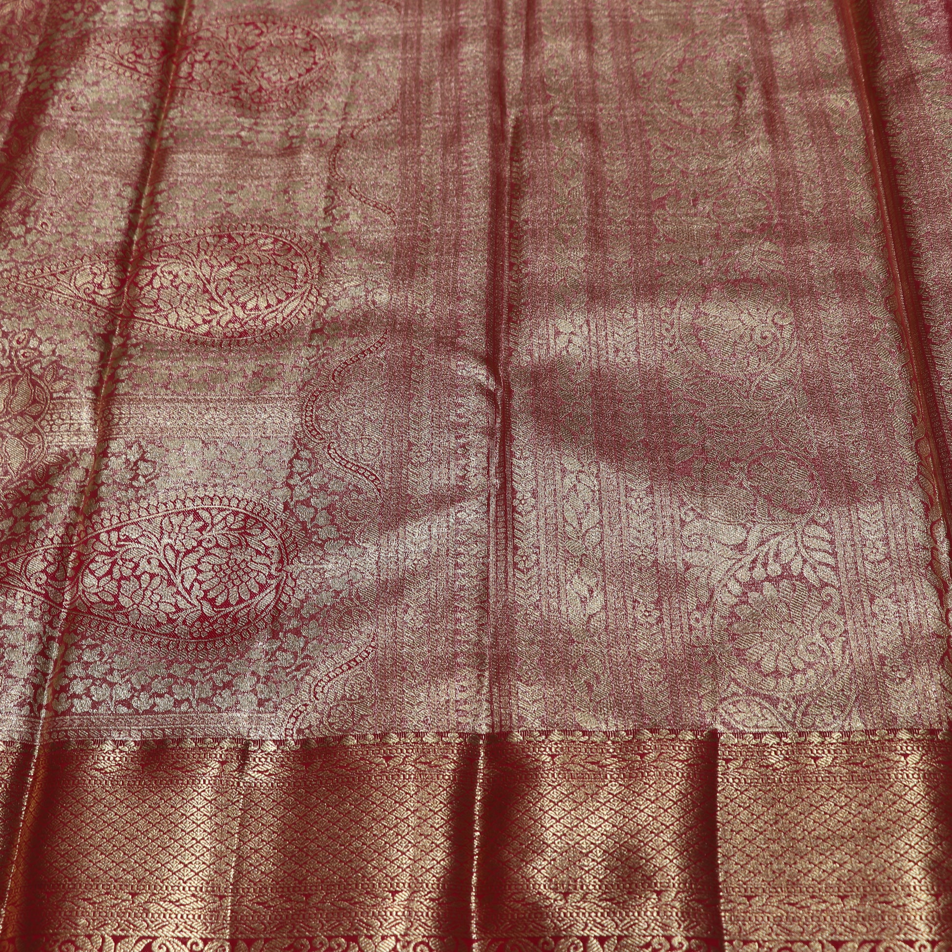 Pure Tissue Saree Light Yellow with Pink - Vaishali Silks