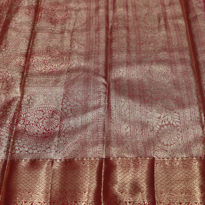Pure Tissue Saree Light Yellow with Pink - Vaishali Silks