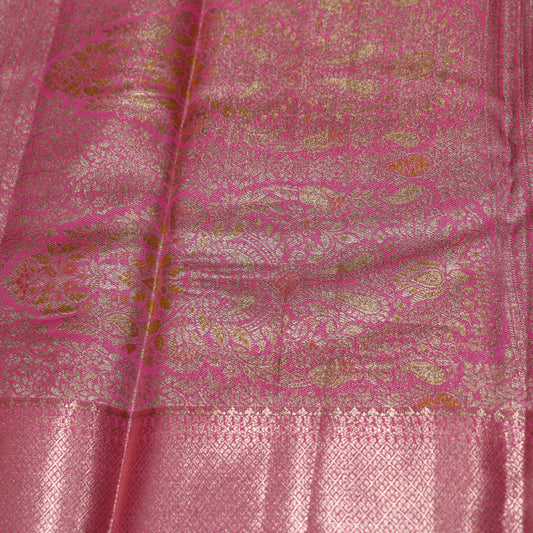 Pure Tissue Saree  Yellow  with pink Colour - Vaishali Silks