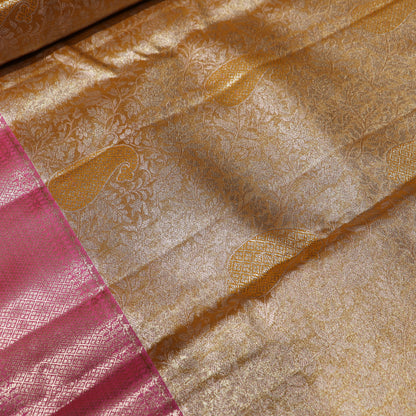 Pure Tissue Saree  Yellow  with pink Colour - Vaishali Silks