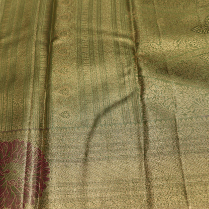 Pure Tissue Saree  Goid With Green Colour - Vaishali Silks