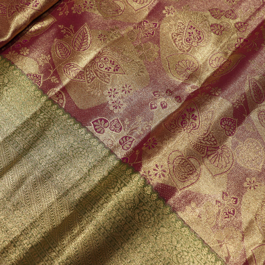 Pure Tissue Saree  Goid With Green Colour - Vaishali Silks