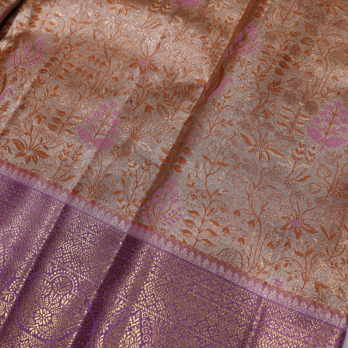 Pure Tissue Saree Yellow  With Purple Clour - Vaishali Silks