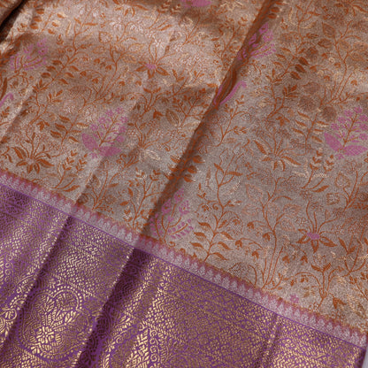 Pure Tissue Saree Yellow  With Purple Clour - Vaishali Silks