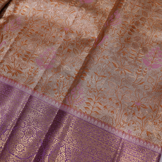 Pure Tissue Saree Yellow  With Purple Clour - Vaishali Silks