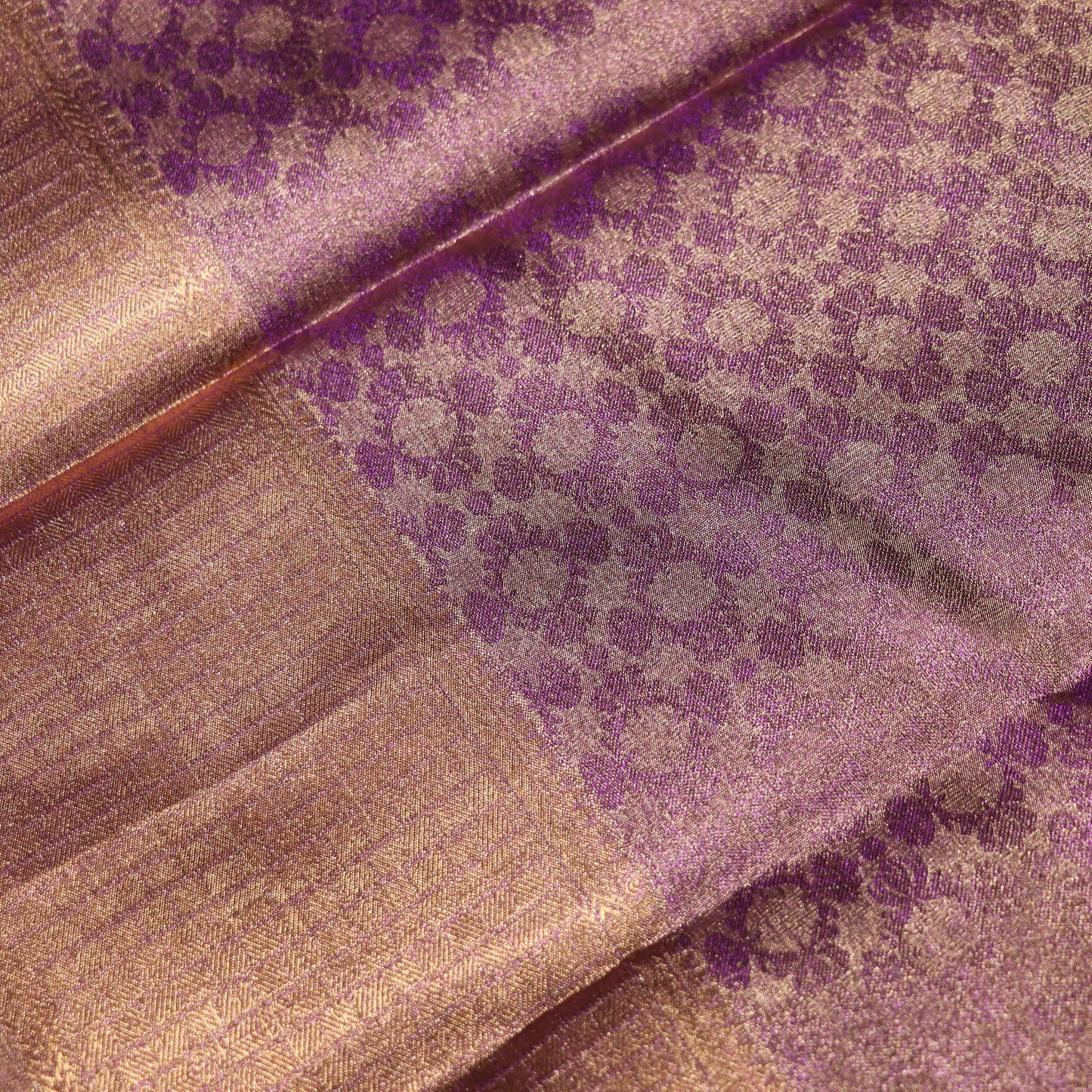 Pure Tissue Saree  Gold With Purple Colour - Vaishali Silks