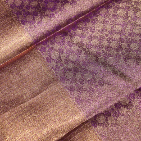 Pure Tissue Saree  Gold With Purple Colour - Vaishali Silks