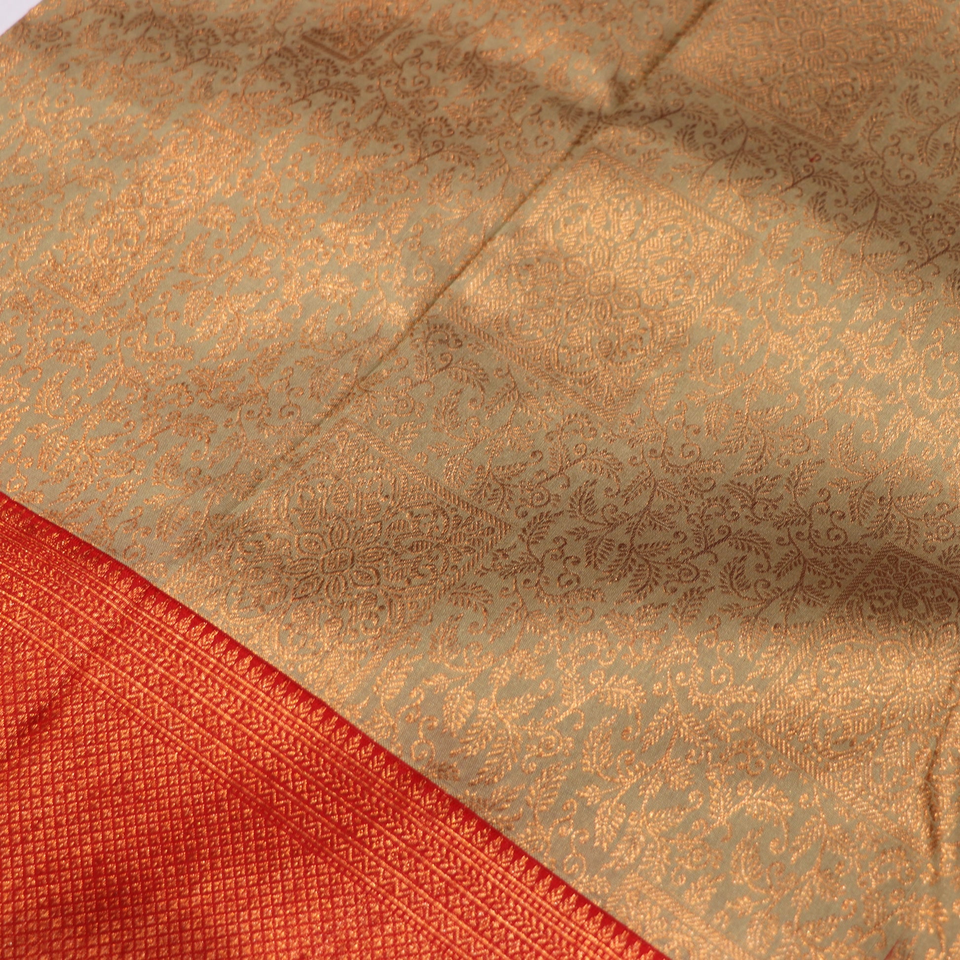 Pure Tissue silk Saree Pista  Green With Red - Vaishali Silks