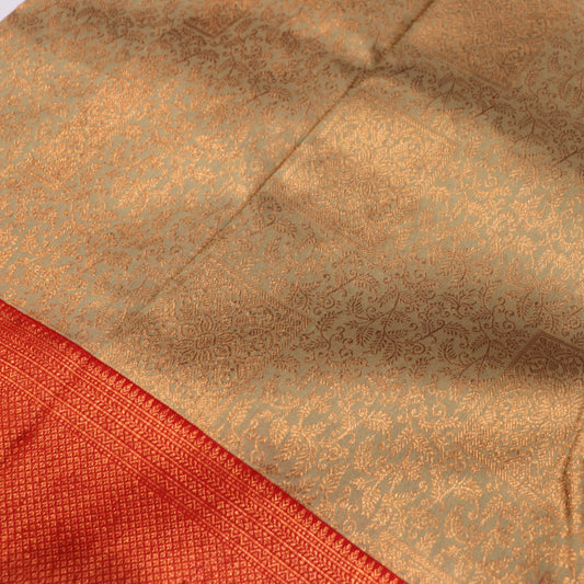 Pure Tissue silk Saree Pista  Green With Red - Vaishali Silks