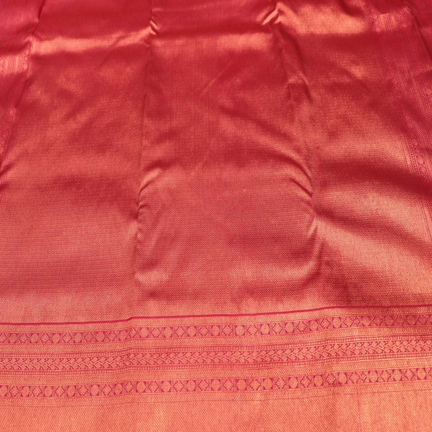 Pure Tissue silk Saree  Peach  With  Red - Vaishali Silks