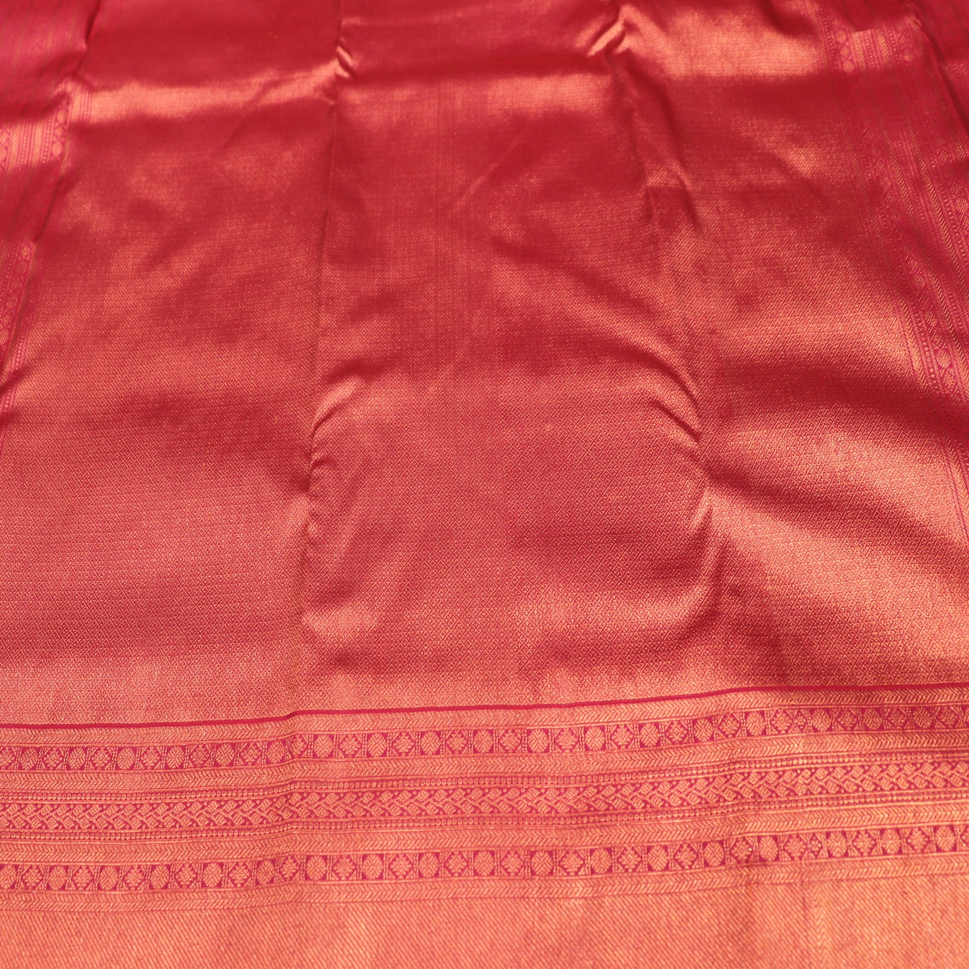 Pure Tissue silk Saree  Peach  With  Red - Vaishali Silks