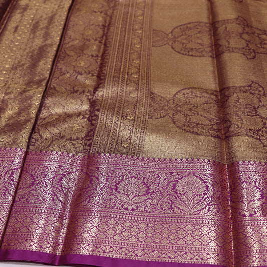 Pure Tissue silk Saree  Grren With Voilet - Vaishali Silks