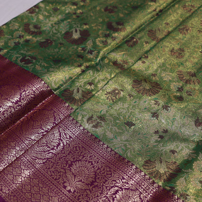 Pure Tissue silk Saree  Grren With Voilet - Vaishali Silks