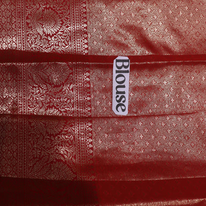 Pure Tissue silk Saree Sandal With Red - Vaishali Silks