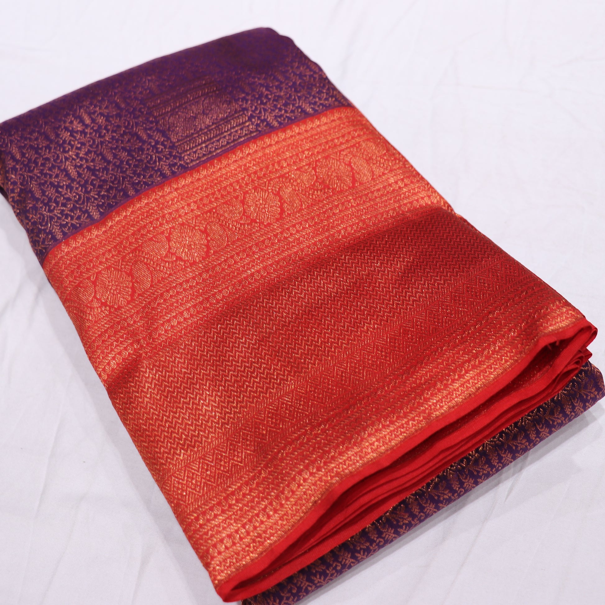 Pure silk Saree Voilet With  Red - Vaishali Silks