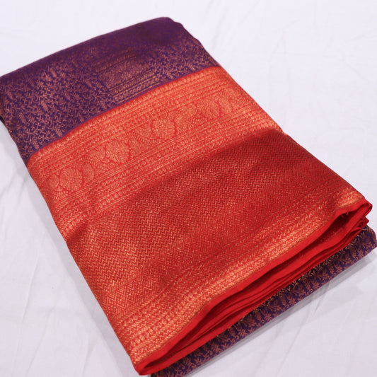 Pure silk Saree Voilet With  Red - Vaishali Silks