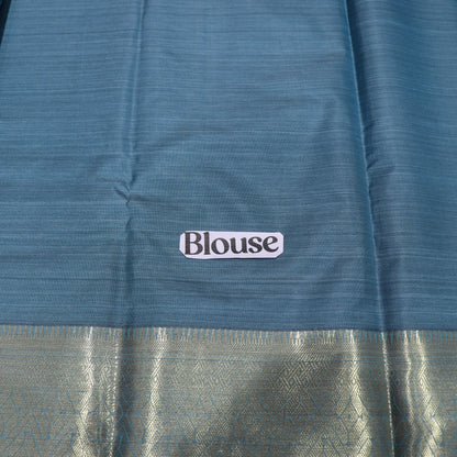 Pure Printed Silk Saree Blue Colour - Vaishali Silks