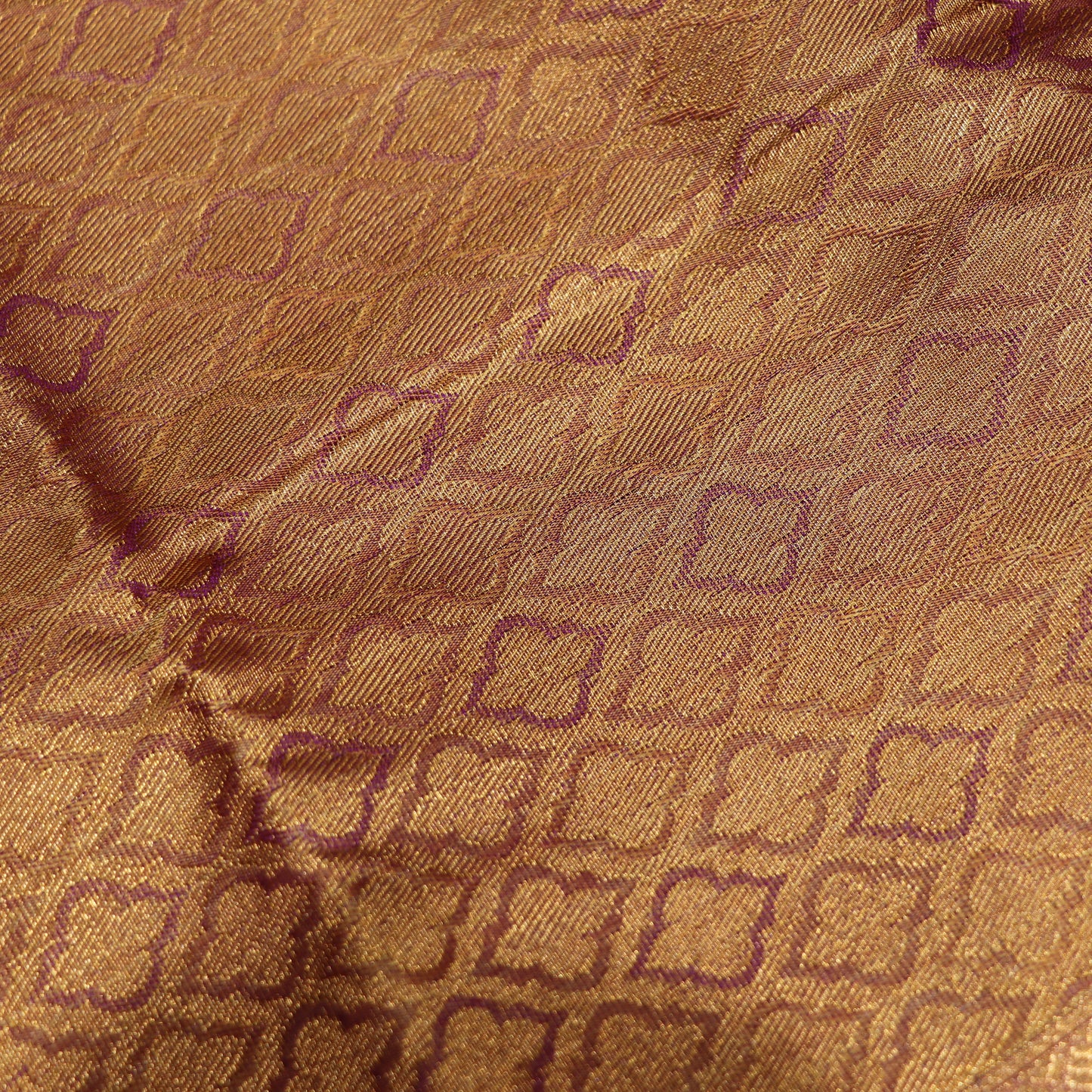 Pure Printed Silk Saree Voilet With Mustard - Vaishali Silks