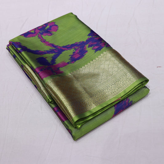 Pure Printed Silk Saree Green Colour - Vaishali Silks