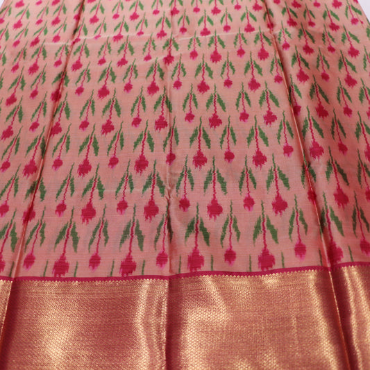 Pure Printed Silk Saree Pink Colour - Vaishali Silks