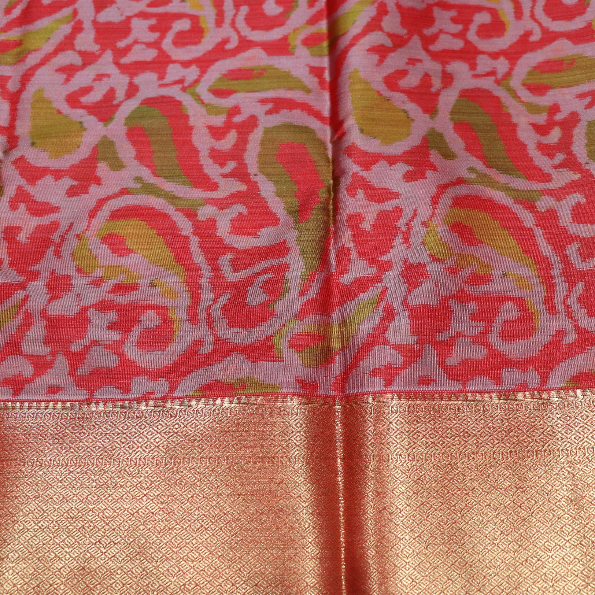 Pure Printed Silk Saree Orange Coloue - Vaishali Silks
