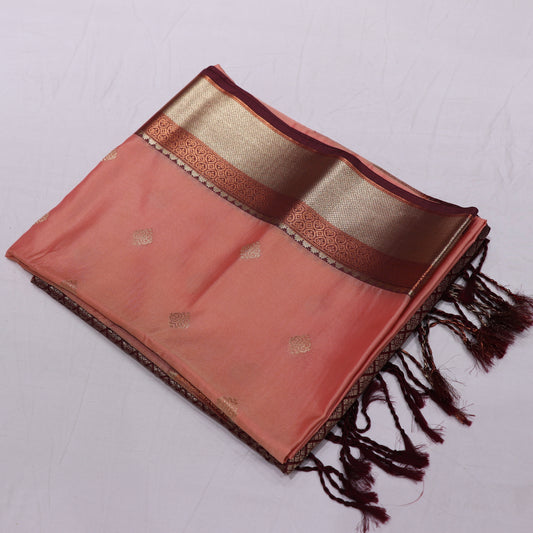 Semi Soft Silk Orange  With  Mearon - Vaishali Silks