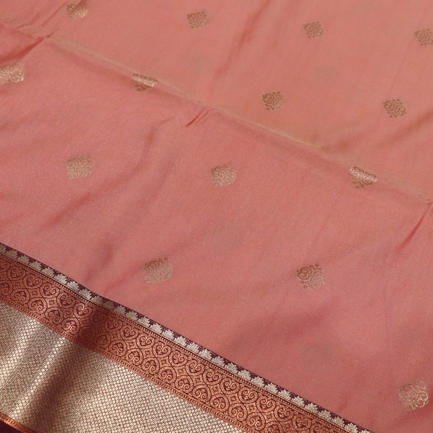 Semi Soft Silk Orange  With  Mearon - Vaishali Silks