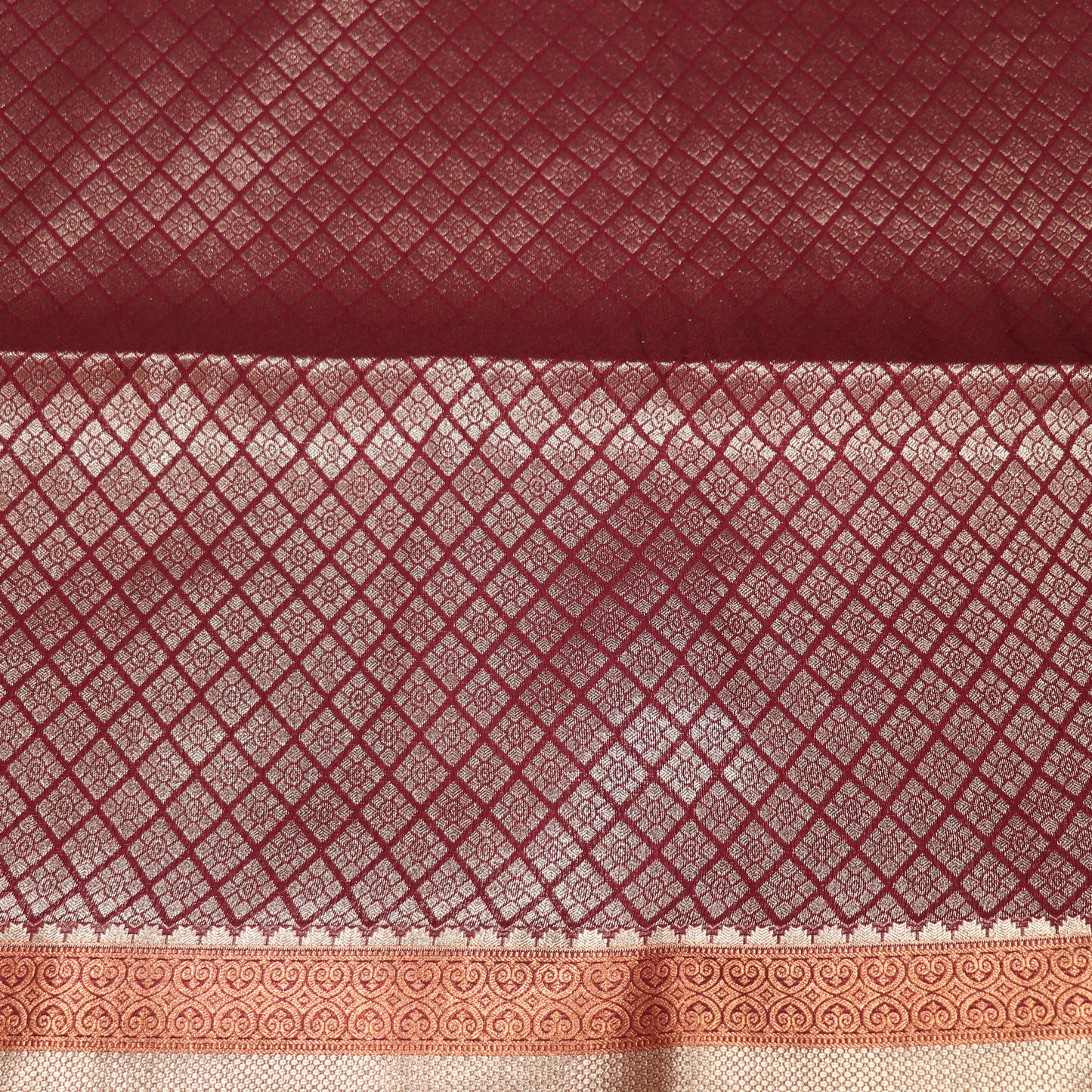 Semi Soft Silk Orange  With  Mearon - Vaishali Silks