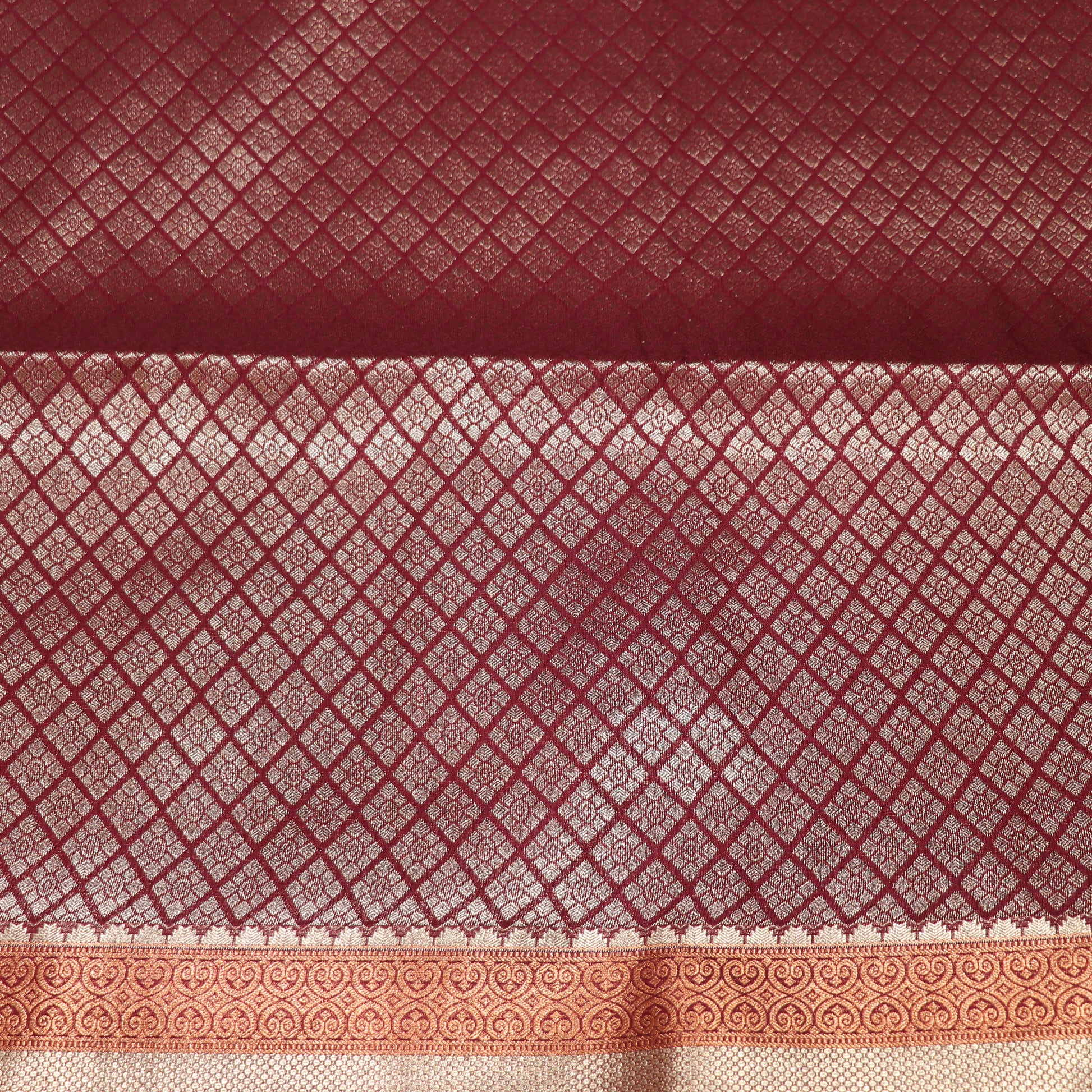 Semi Soft Silk Orange  With  Mearon - Vaishali Silks