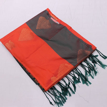 Semi Soft Silk orange with  Green - Vaishali Silks