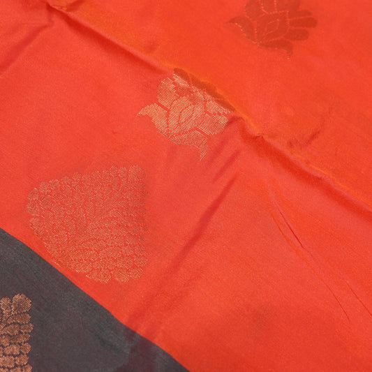 Semi Soft Silk orange with  Green - Vaishali Silks