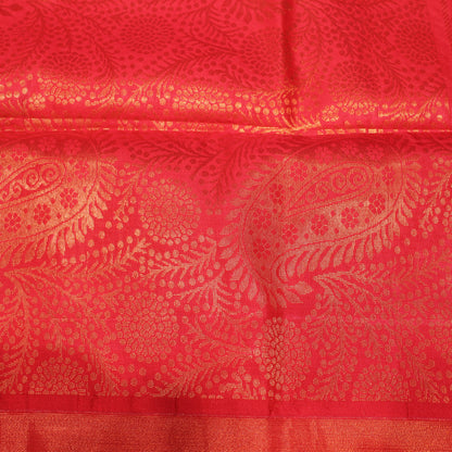 Semi Soft Silk   Parrot  Green  with  Tomato  Red - Vaishali Silks