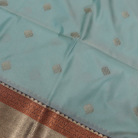 Semi Soft Silk Turquoise  Blue with Mearon Colour - Vaishali Silks