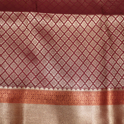 Semi Soft Silk Turquoise  Blue with Mearon Colour - Vaishali Silks