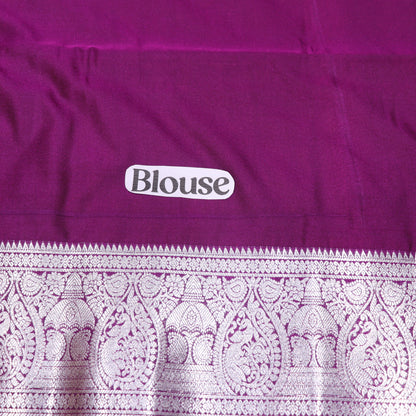 Semi Soft Silk Yellow With Purple - Vaishali Silks