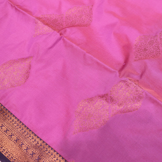 Semi Soft Silk Pink with  Green - Vaishali Silks