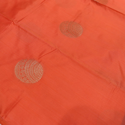 Semi Soft Silk Orange with  Blue - Vaishali Silks